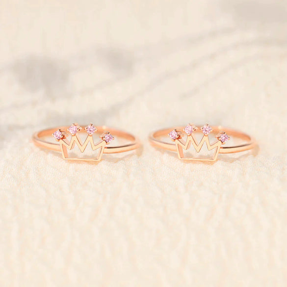 S925 Sterling Silver Geometric Crown Ring For Women With Electroplating