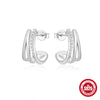 S925 Sterling Silver Geometric Cshaped Wave Electroplated Diamond Stud Earrings For Women