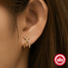 S925 Sterling Silver Geometric Cshaped Wave Electroplated Diamond Stud Earrings For Women