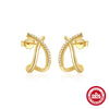 S925 Sterling Silver Geometric Cshaped Wave Electroplated Diamond Stud Earrings For Women