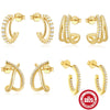 S925 Sterling Silver Geometric Cshaped Wave Electroplated Diamond Stud Earrings For Women
