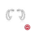 S925 Sterling Silver Geometric Cshaped Wave Electroplated Diamond Stud Earrings For Women