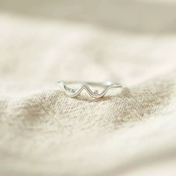 S925 Sterling Silver Geometric Curve Ring For Women Electroplated