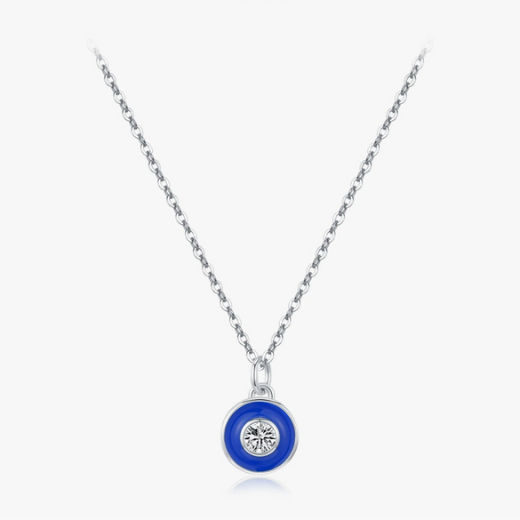 S925 Sterling Silver Geometric Devil's Eye Diamond Clavicle Necklace For Women