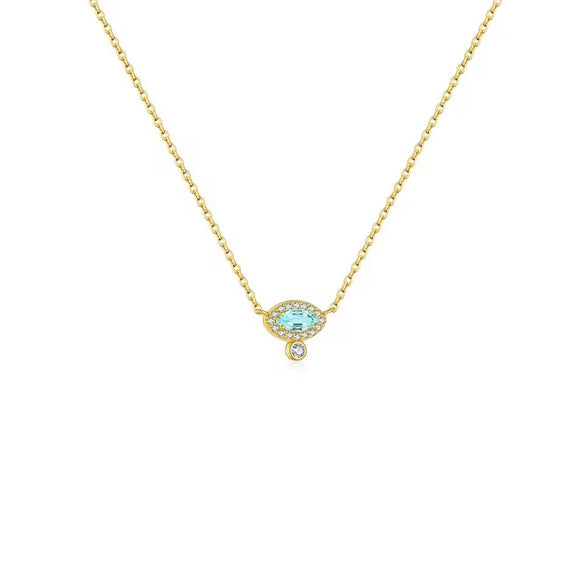 S925 Sterling Silver Geometric Devil's Eye Tear Eye Necklace For Women Electroplated O Word Chain