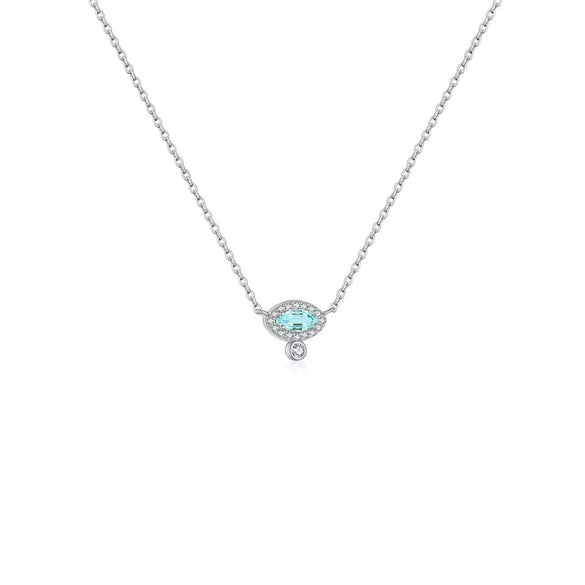 S925 Sterling Silver Geometric Devil's Eye Tear Eye Necklace For Women Electroplated O Word Chain