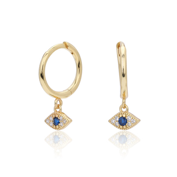 S925 Sterling Silver Geometric Devil's Eye Women's Earrings Niche Design Ins Cold Style