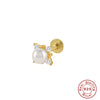 S925 Sterling Silver Geometric Diamond Pearl Ear Bone Nail Auricle Flat Head Thread Body Piercing Earrings With Environmental Protection Electroplating For Women