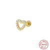 S925 Sterling Silver Geometric Diamond Pearl Ear Bone Nail Auricle Flat Head Thread Body Piercing Earrings With Environmental Protection Electroplating For Women