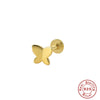 S925 Sterling Silver Geometric Diamond Pearl Ear Bone Nail Auricle Flat Head Thread Body Piercing Earrings With Environmental Protection Electroplating For Women