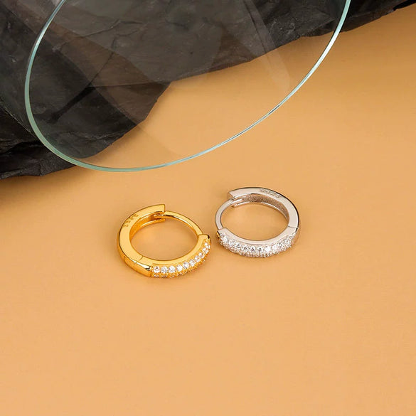S925 Sterling Silver Geometric Diamond Zircon Earrings For Female With Electroplating