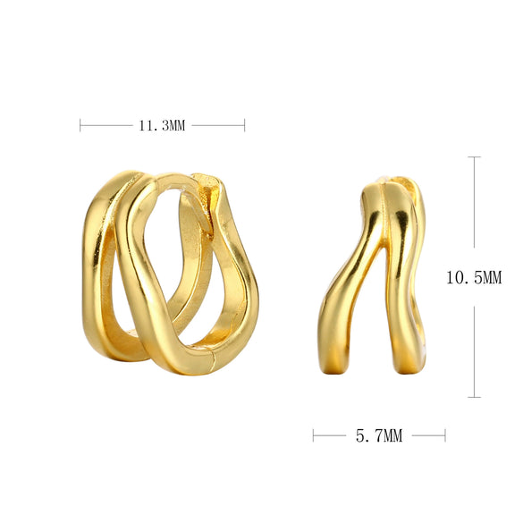 S925 Sterling Silver Geometric Double Ring Earrings Simple Fresh Creative Electroplated