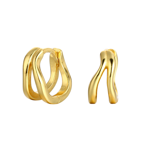 S925 Sterling Silver Geometric Double Ring Earrings Simple Fresh Creative Electroplated