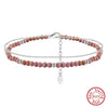 S925 Sterling Silver Geometric Doublelayer Women's Anklet With Purple Mica Stone