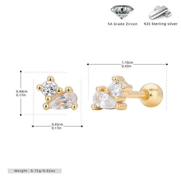 S925 Sterling Silver Geometric Drop Earrings Electroplated For Women