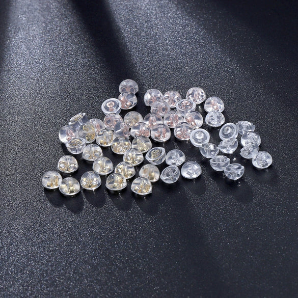 S925 Sterling Silver Geometric Earring Backs With Transparent Silicone Anti Allergy Ear Caps Simple Electroplated Earring Accessories
