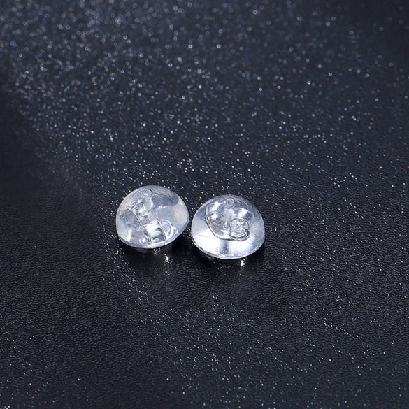 S925 Sterling Silver Geometric Earring Backs With Transparent Silicone Anti Allergy Ear Caps Simple Electroplated Earring Accessories