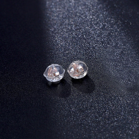 S925 Sterling Silver Geometric Earring Backs With Transparent Silicone Anti Allergy Ear Caps Simple Electroplated Earring Accessories