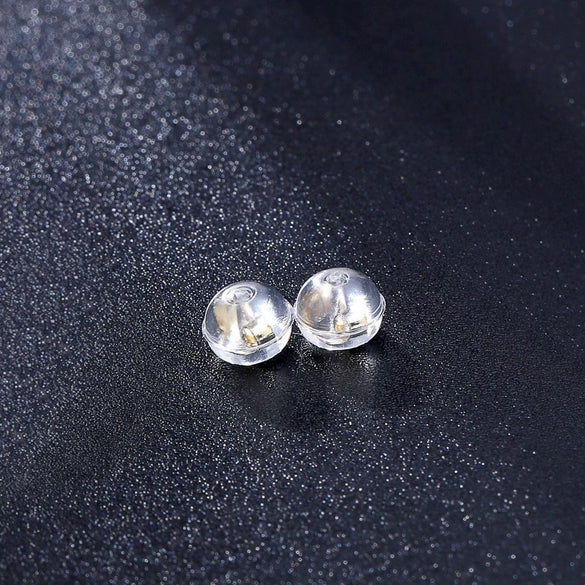 S925 Sterling Silver Geometric Earring Backs With Transparent Silicone Anti Allergy Ear Caps Simple Electroplated Earring Accessories