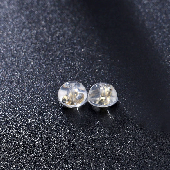 S925 Sterling Silver Geometric Earring Backs With Transparent Silicone Anti Allergy Ear Caps Simple Electroplated Earring Accessories