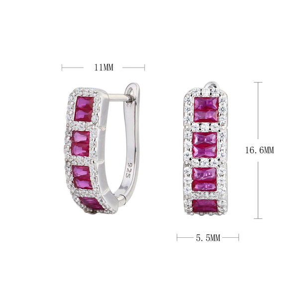 S925 Sterling Silver Geometric Earrings Electroplated With Zircon Fashion Simple Style For Women