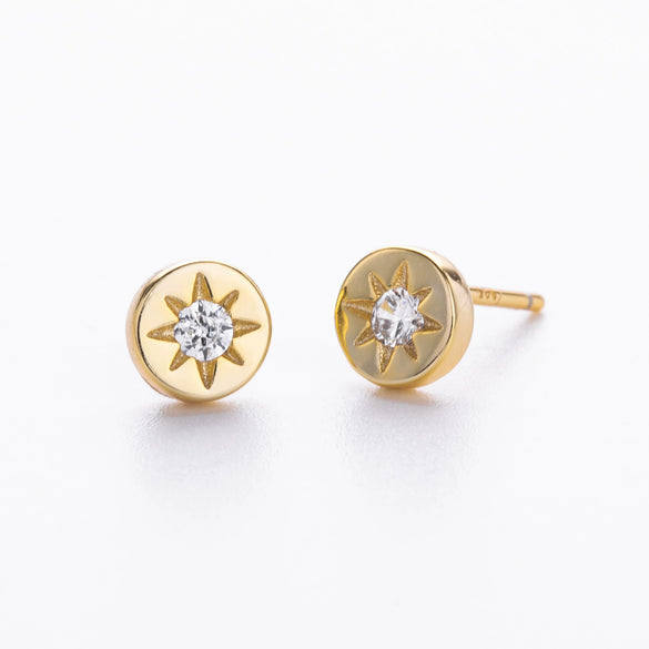 S925 Sterling Silver Geometric Eightpointed Star Electroplated Women's Earrings