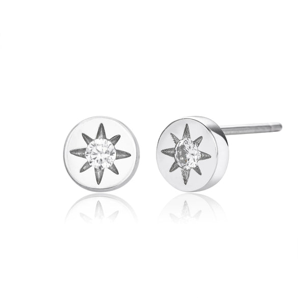 S925 Sterling Silver Geometric Eightpointed Star Electroplated Women's Earrings