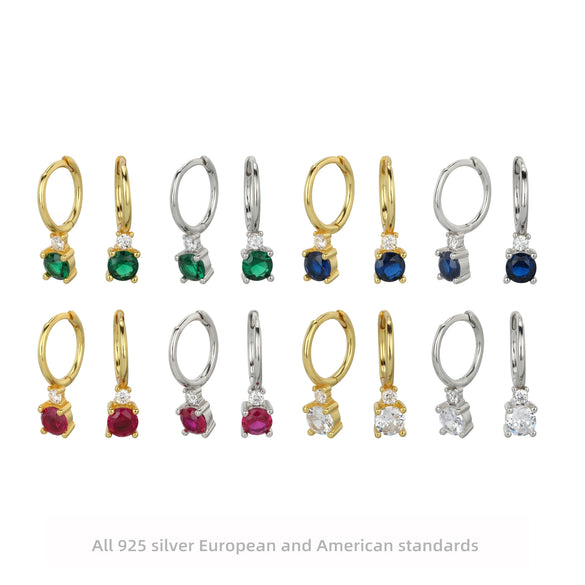 S925 Sterling Silver Geometric Electroplated Earrings For Women