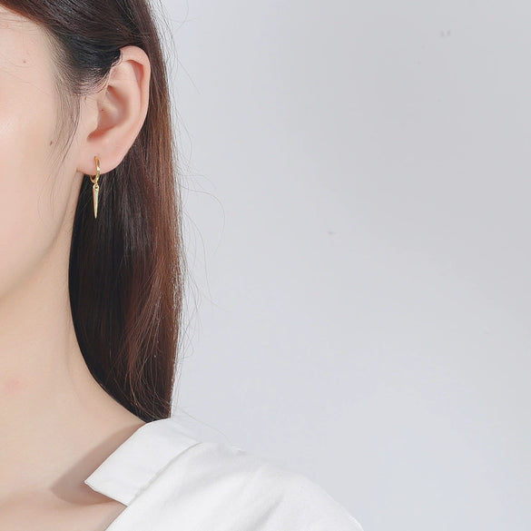 S925 Sterling Silver Geometric Electroplated Female Earrings