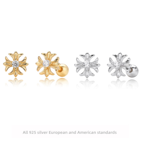 S925 Sterling Silver Geometric Electroplated Women's Earrings