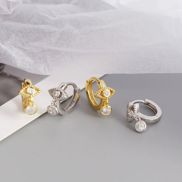 S925 Sterling Silver Geometric Eyes Tears Earrings With Electroplating