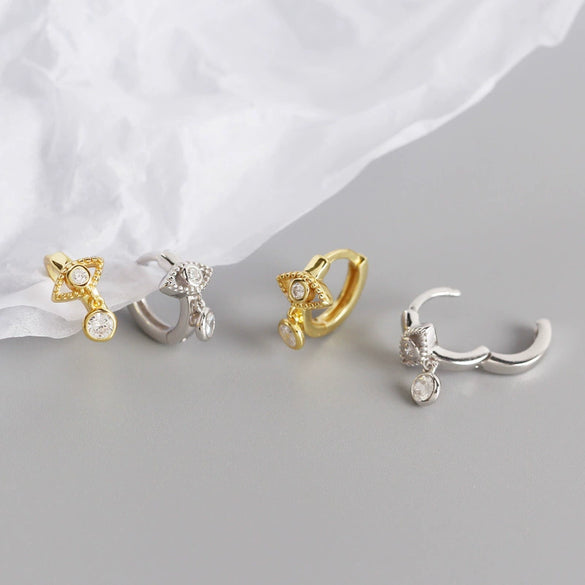 S925 Sterling Silver Geometric Eyes Tears Earrings With Electroplating