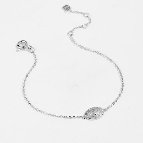 S925 Sterling Silver Geometric Figure Virgin Mary Bracelet For Women Light Luxury Electroplated Jewelry