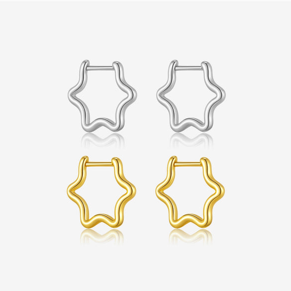 S925 Sterling Silver Geometric Fivepointed Star Electroplated Women's Coil Earrings