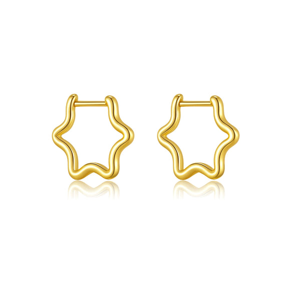 S925 Sterling Silver Geometric Fivepointed Star Electroplated Women's Coil Earrings