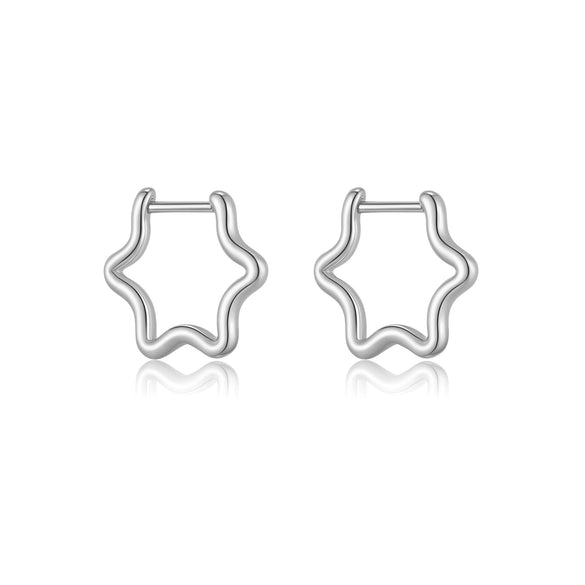S925 Sterling Silver Geometric Fivepointed Star Electroplated Women's Coil Earrings