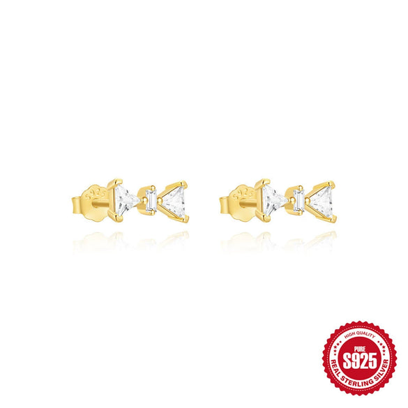 S925 Sterling Silver Geometric Fivepointed Star Pendant And Fivepetal Flower Earrings For Women With Electroplating Design