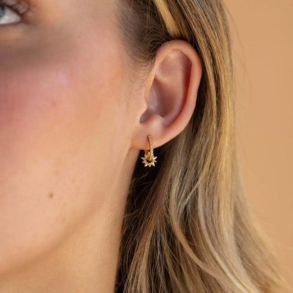 S925 Sterling Silver Geometric Fivepointed Star Pendant Earrings For Women Electroplated