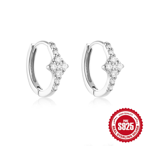 S925 Sterling Silver Geometric Flower Earring With Electroplating Treatment For Women
