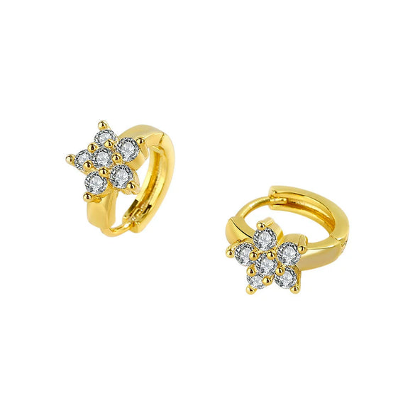 S925 Sterling Silver Geometric Flower Earrings With Micro Inlaid Zircon Simple Fashion Electroplated Jewelry