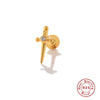 S925 Sterling Silver Geometric Flower Moon Diamond Flat Head Internal Thread Smooth Puncture Cartilage Ear Nail Electroplated For Women