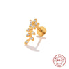 S925 Sterling Silver Geometric Flower Moon Diamond Flat Head Internal Thread Smooth Puncture Cartilage Ear Nail Electroplated For Women