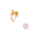 S925 Sterling Silver Geometric Flower Moon Diamond Flat Head Internal Thread Smooth Puncture Cartilage Ear Nail Electroplated For Women