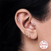 S925 Sterling Silver Geometric Flower Moon Diamond Flat Head Internal Thread Smooth Puncture Cartilage Ear Nail Electroplated For Women