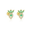 S925 Sterling Silver Geometric Green Zirconium Asymmetrical Women's Earrings