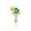 S925 Sterling Silver Geometric Green Zirconium Asymmetrical Women's Earrings