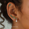 S925 Sterling Silver Geometric Green Zirconium Asymmetrical Women's Earrings