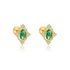 S925 Sterling Silver Geometric Green Zirconium Asymmetrical Women's Earrings