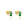 S925 Sterling Silver Geometric Green Zirconium Asymmetrical Women's Earrings
