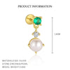 S925 Sterling Silver Geometric Green Zirconium Asymmetrical Women's Earrings